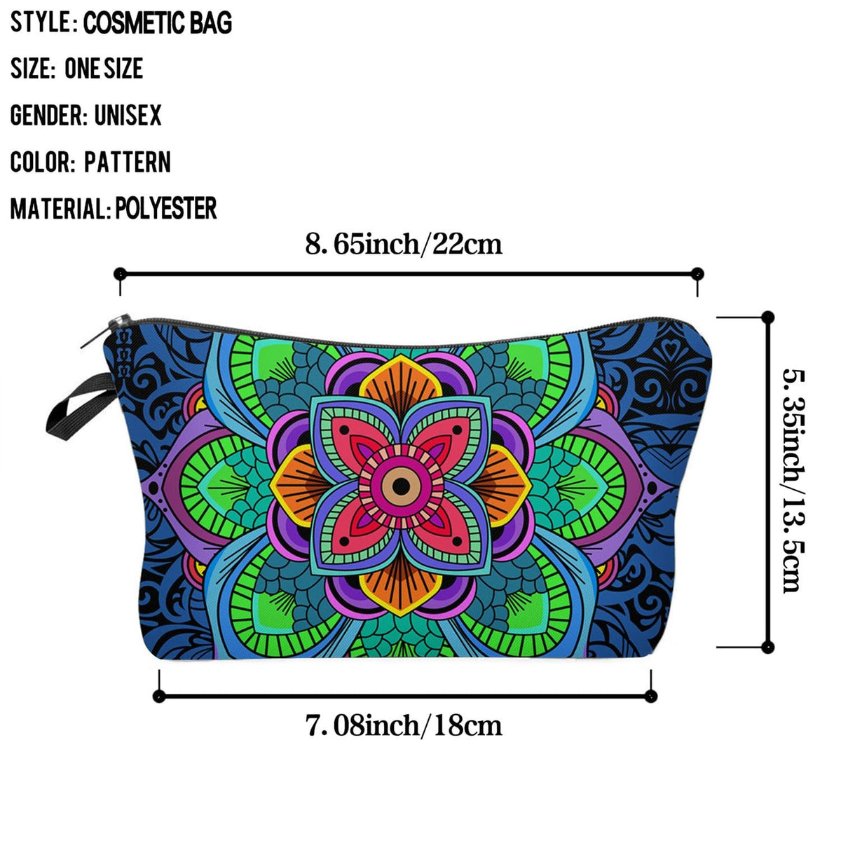 Mandala Flowers Cute Small Makeup Bag - Multicolor Travel Organizer