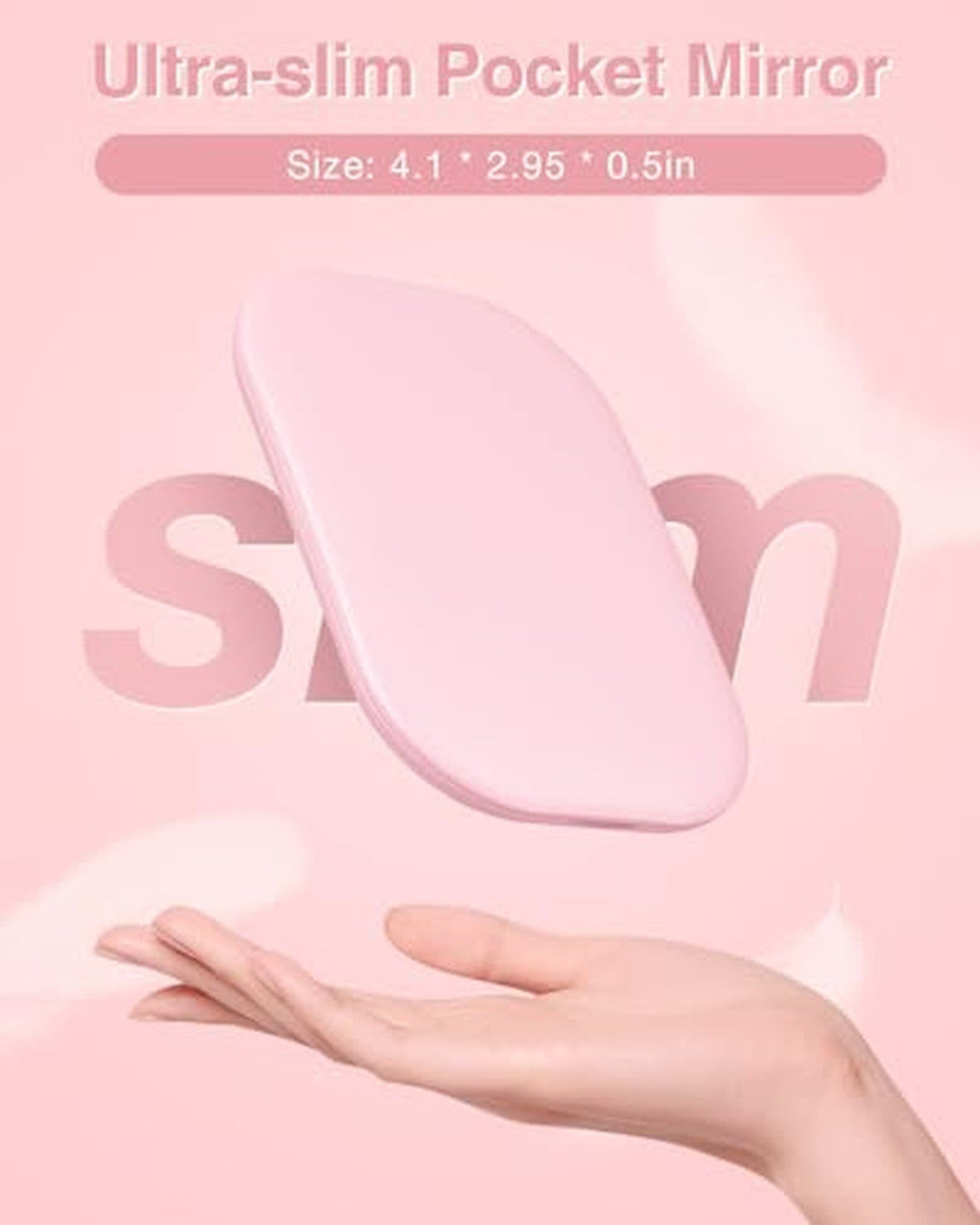 Lighted Travel Makeup Mirror - Compact Dimmable Magnifying with USB Pink