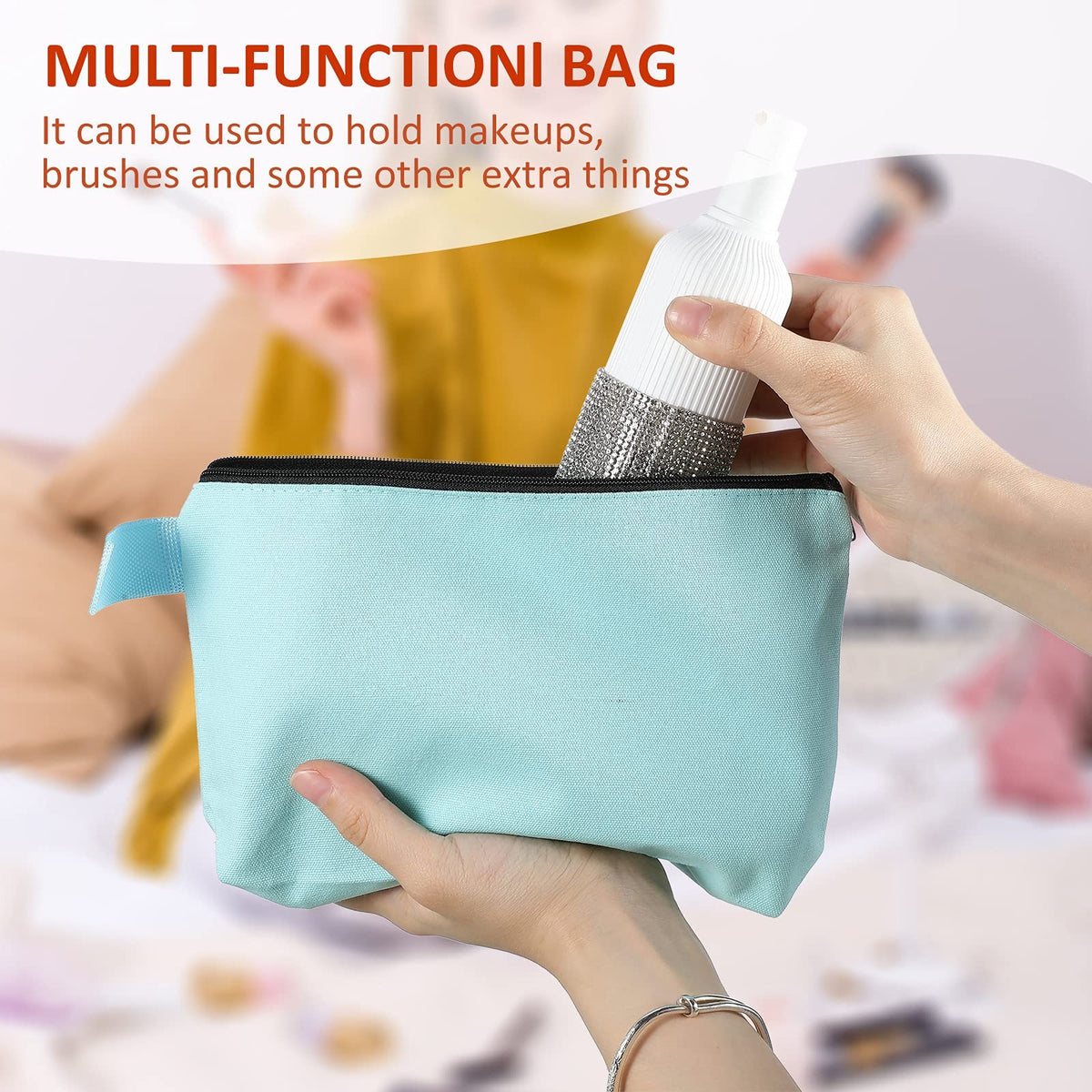 Canvas Makeup Bags Set – 10 Multi-Color Travel Cosmetic Pouches for Coins, Jewelry, Phone & Keys