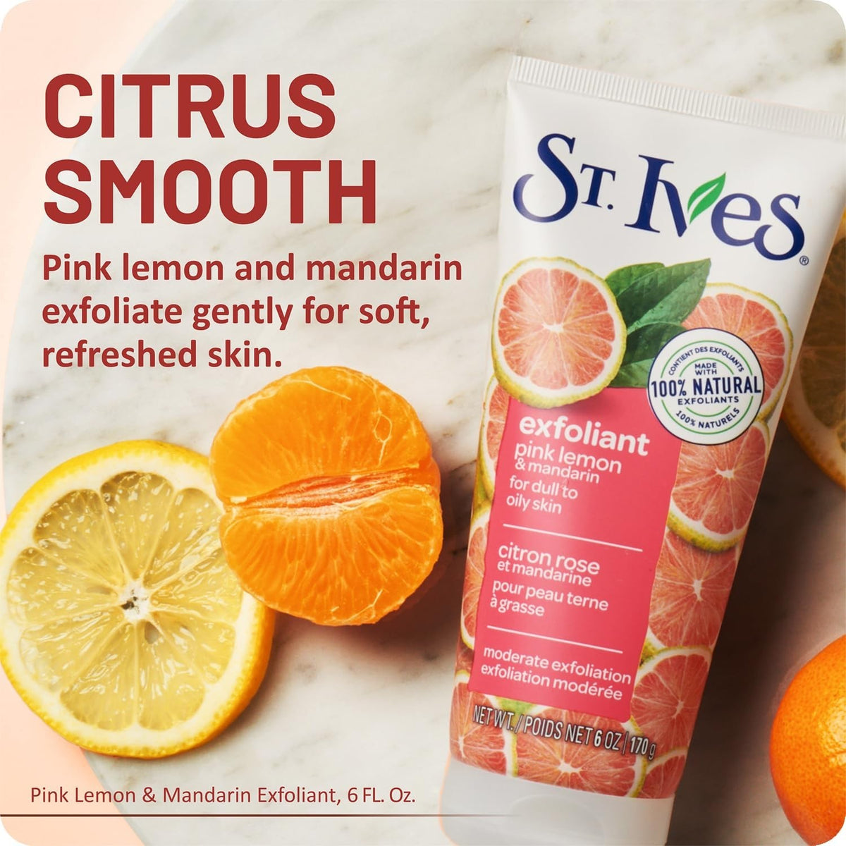 All-Natural Face Scrub Pink Lemon & Mandarin Paraben-Free 5.07Oz