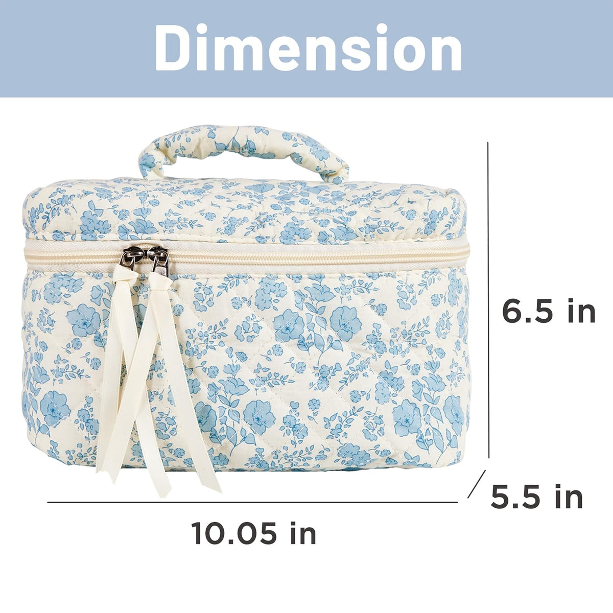 Large Travel Quilted Makeup Bag - Cosmetic Organizer & Toiletry Pouch