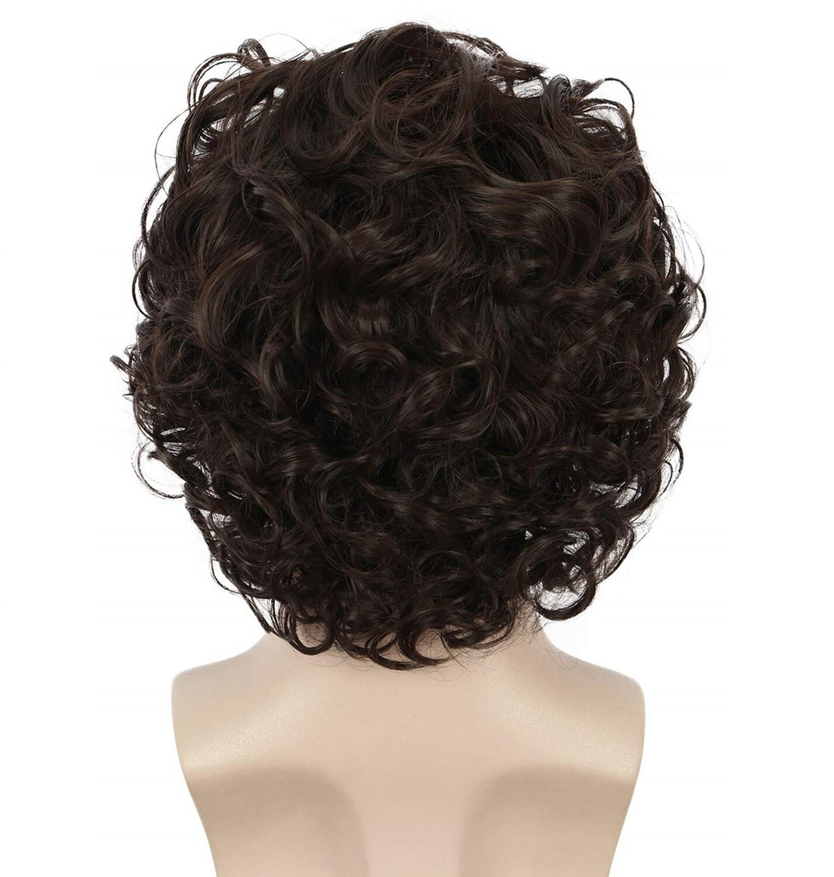 Men Short Curly Brown Wig Fluffy Synthetic Hair for Daily Wear