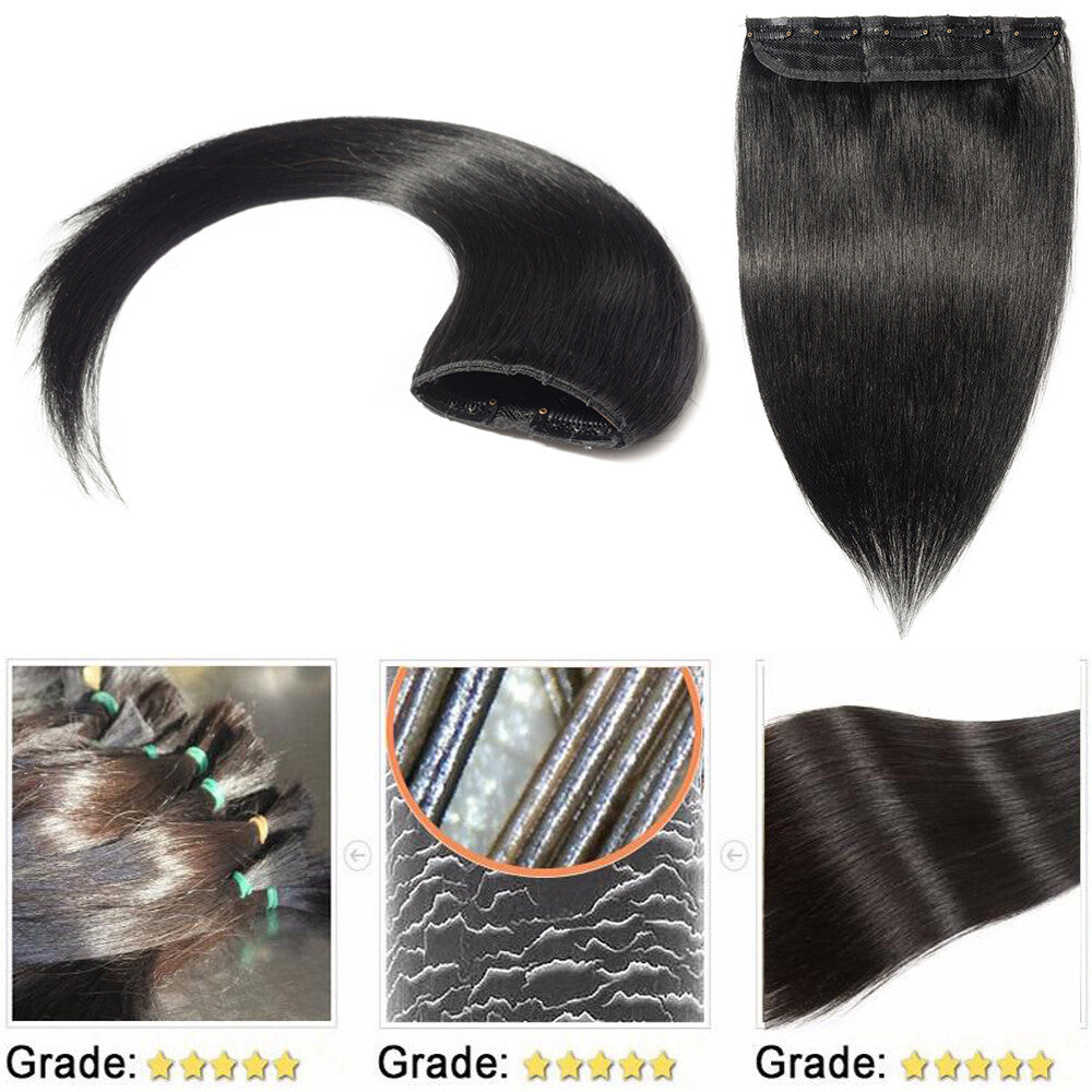 Invisible Clip-In Hair Extensions 100% Remy Human Hair - Full Head 16 Inches