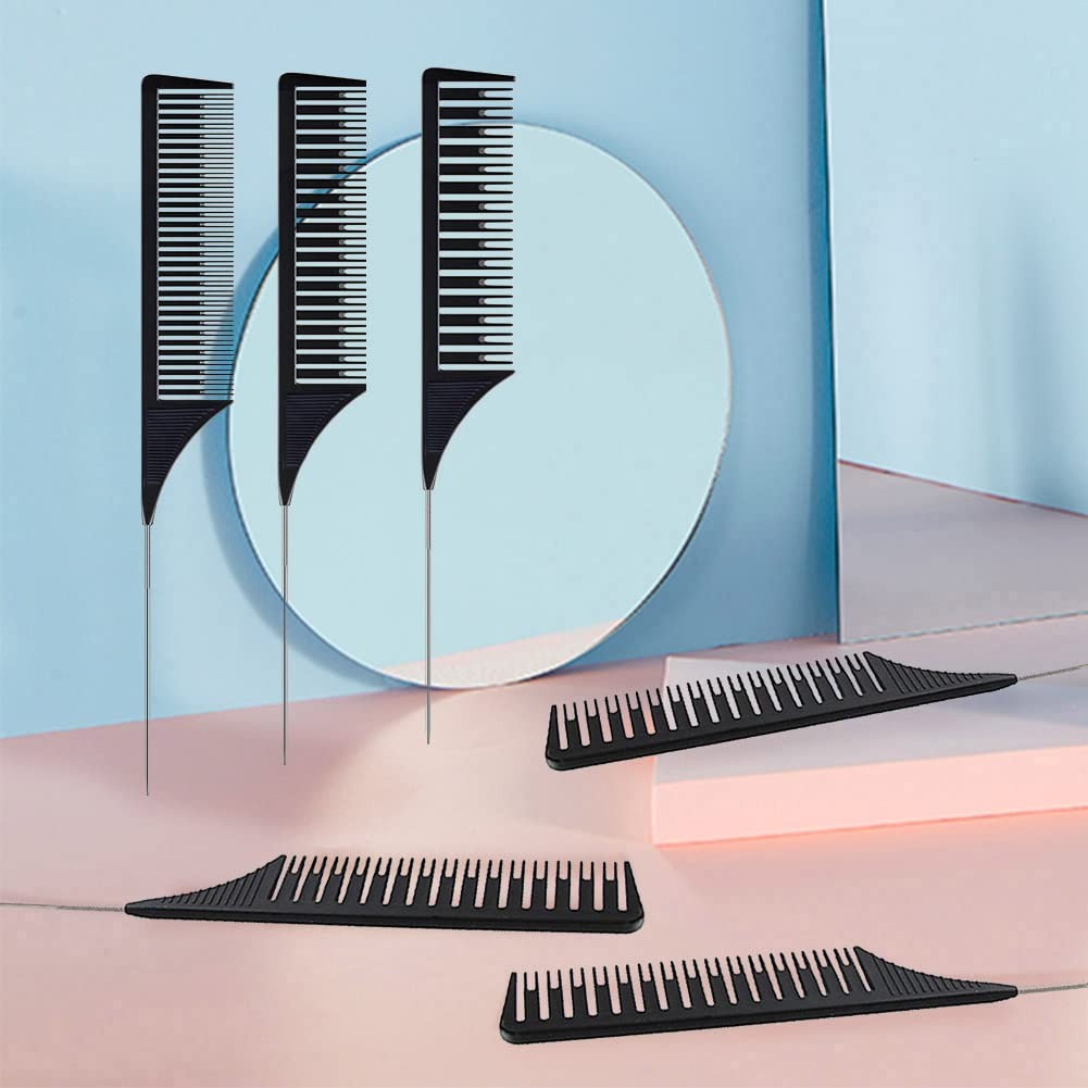 Professional Hair Dyeing Comb Set - Highlight & Styling Combs with Black