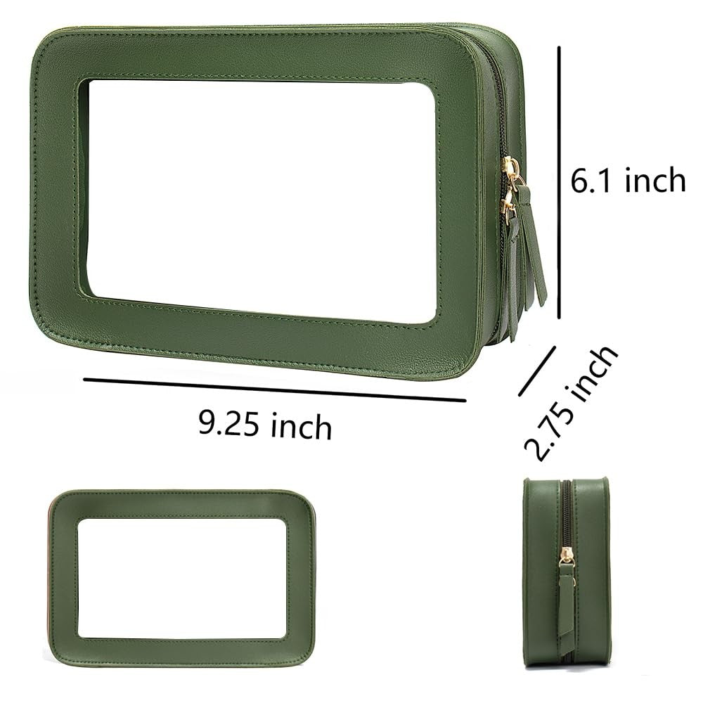 Clear Makeup Bag Organizer TSA Approved Portable Travel Toiletry Green