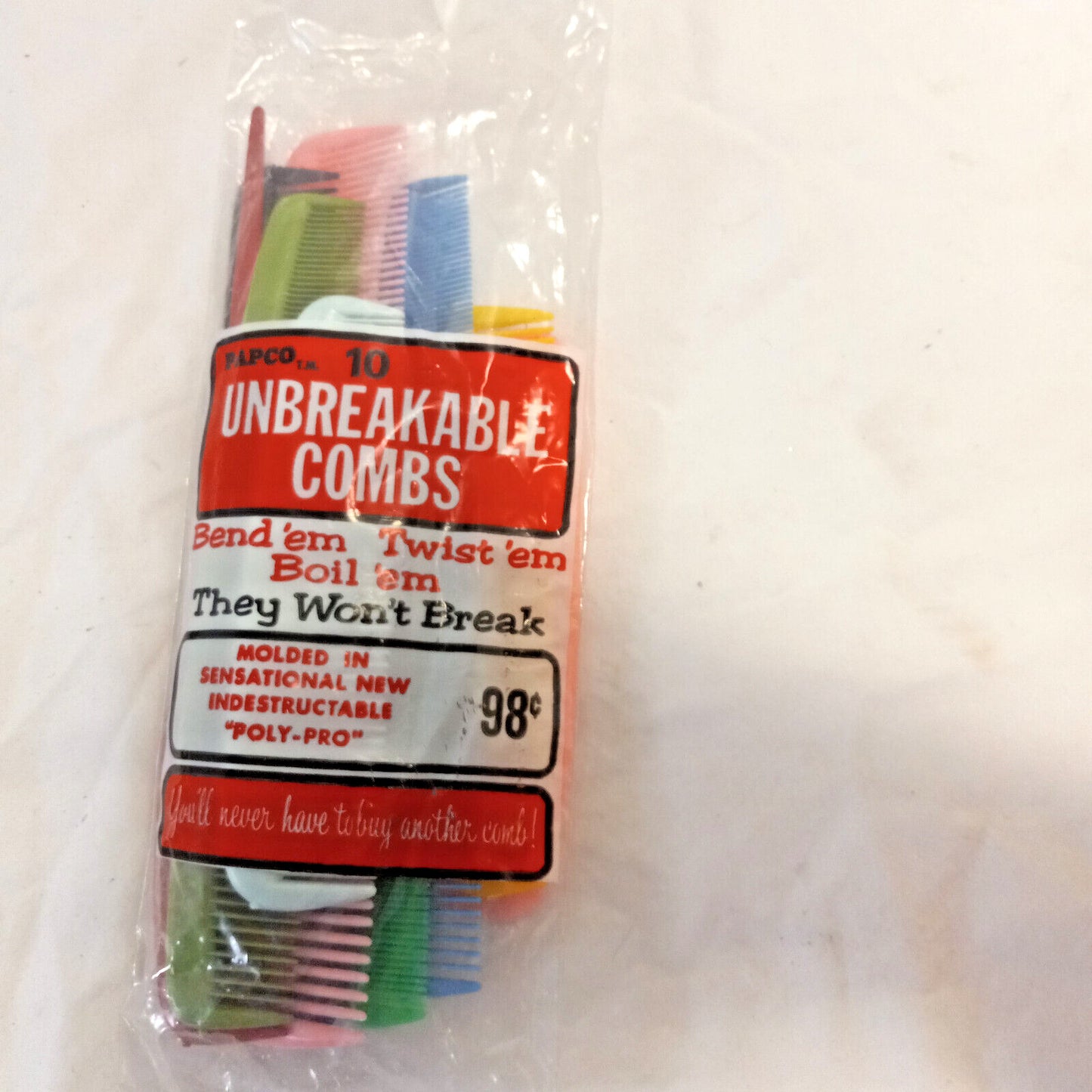 Unbreakable Vintage Pocket Combs 10 Pack Poly-Pro Retro Hair Accessories
