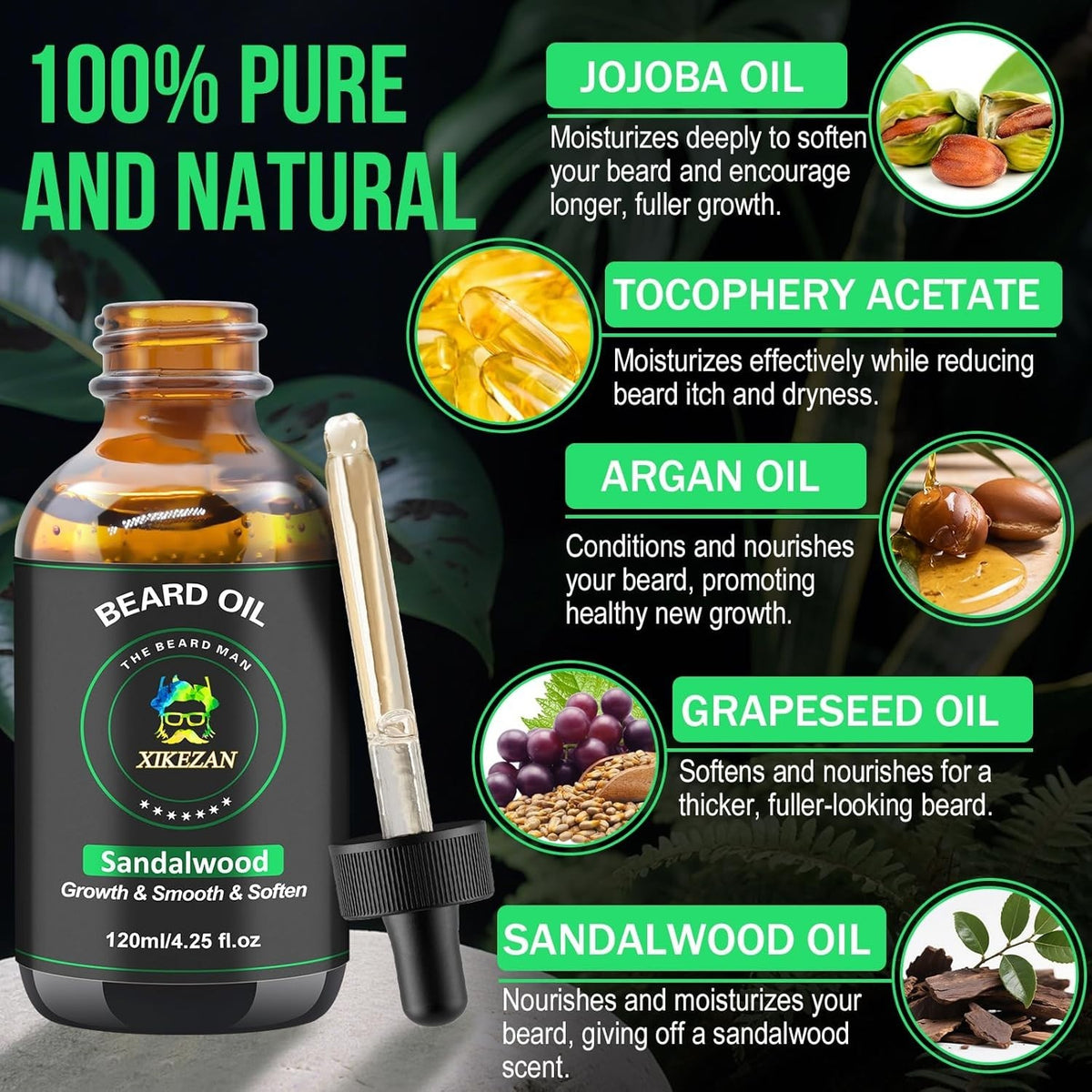 Organic Jojoba & Argan Oil Beard Oil - Nourishing, Softening & Strengthening 4.25 Oz