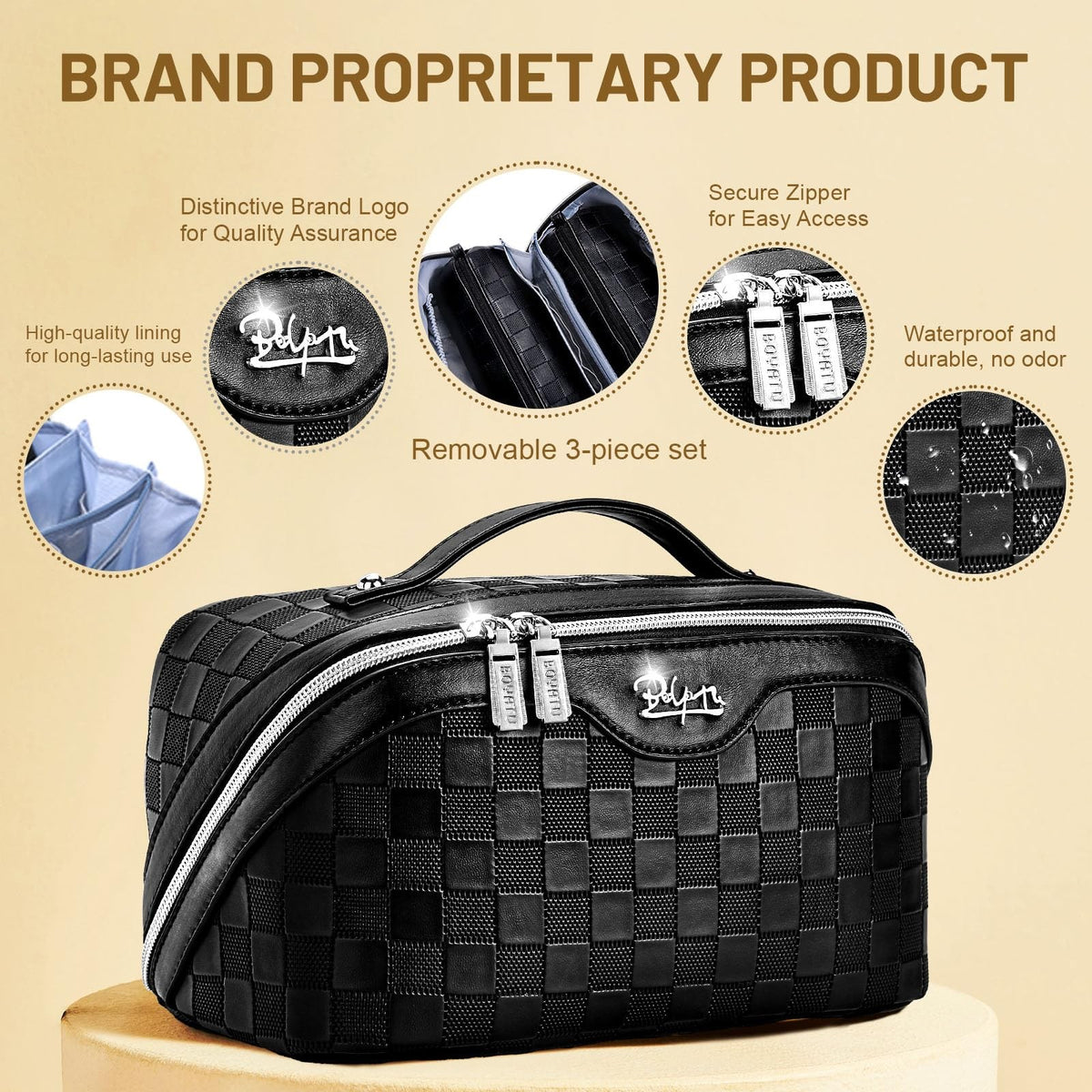 Large Capacity Travel Makeup Bag Organizer Set - Water-Resistant Cosmetic Pouches