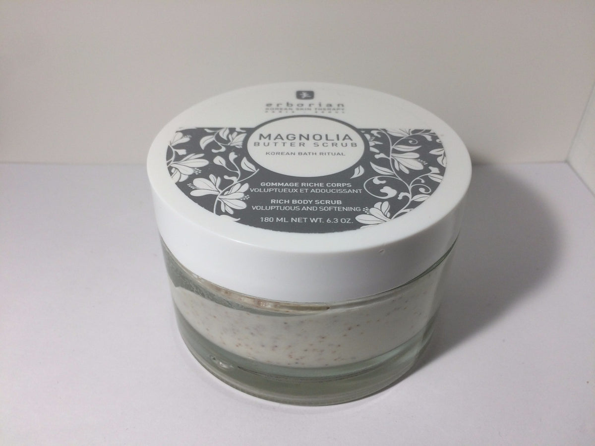 Magnolia Butter Body Scrub - Exfoliating Korean Cosmetic with Walnut Shell & Moisturizing Butter - 6.3oz / 180ml