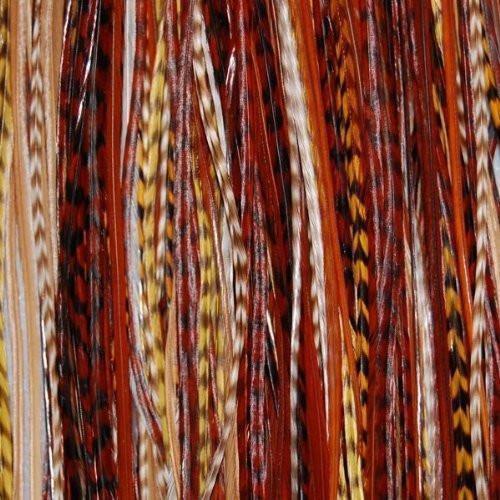 Feather Hair Extensions Earth Tone Set - 6-12 Feathers for Glamorous Hair