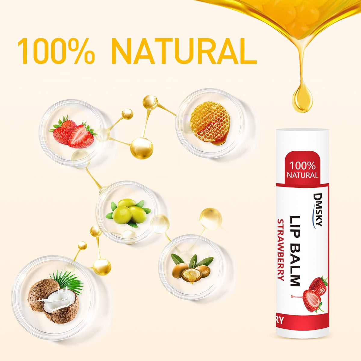 Natural Lip Balm Set with Coconut Oil & Vitamin E - 12 Flavors, Bulk Moisturizer for Dry Lips