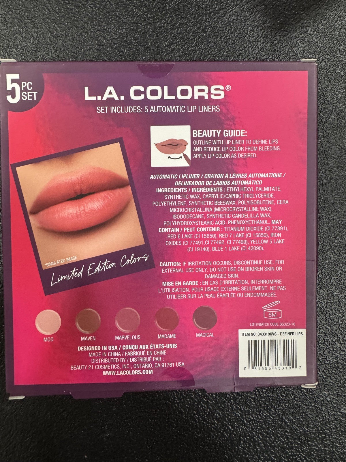 Lip Liner Set - 5 Automatic Pencils for Defined Lips
