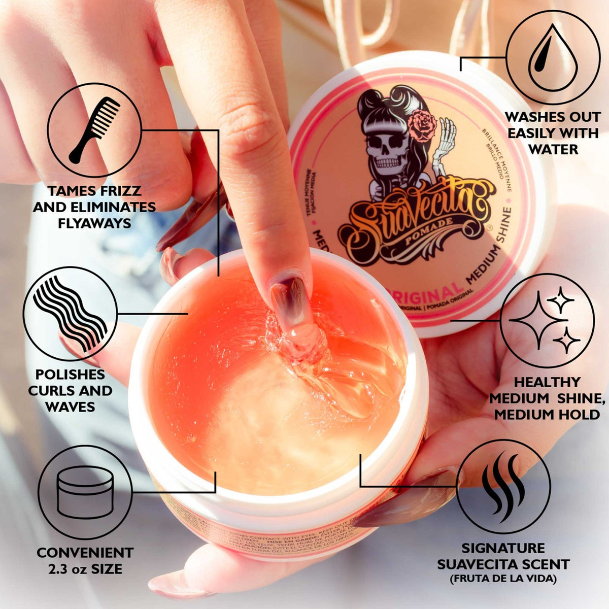 Water-Based Hair Pomade for Women - Medium Hold, High Shine, 2.3 oz