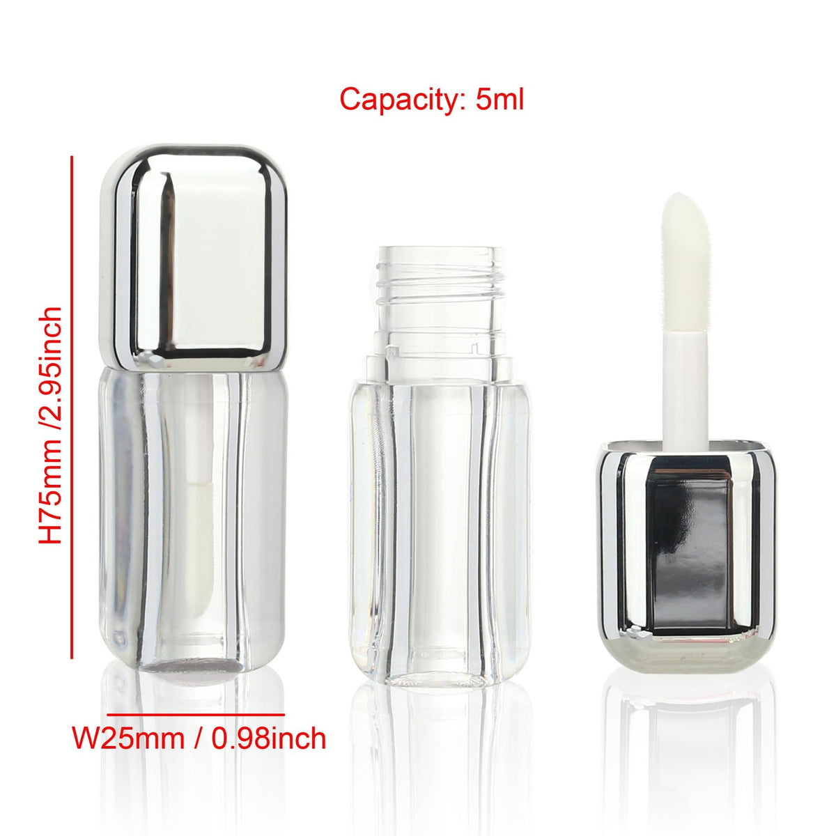 16 Pack 5ml Square Lip Gloss Containers with Applicator - DIY Refill Tubes