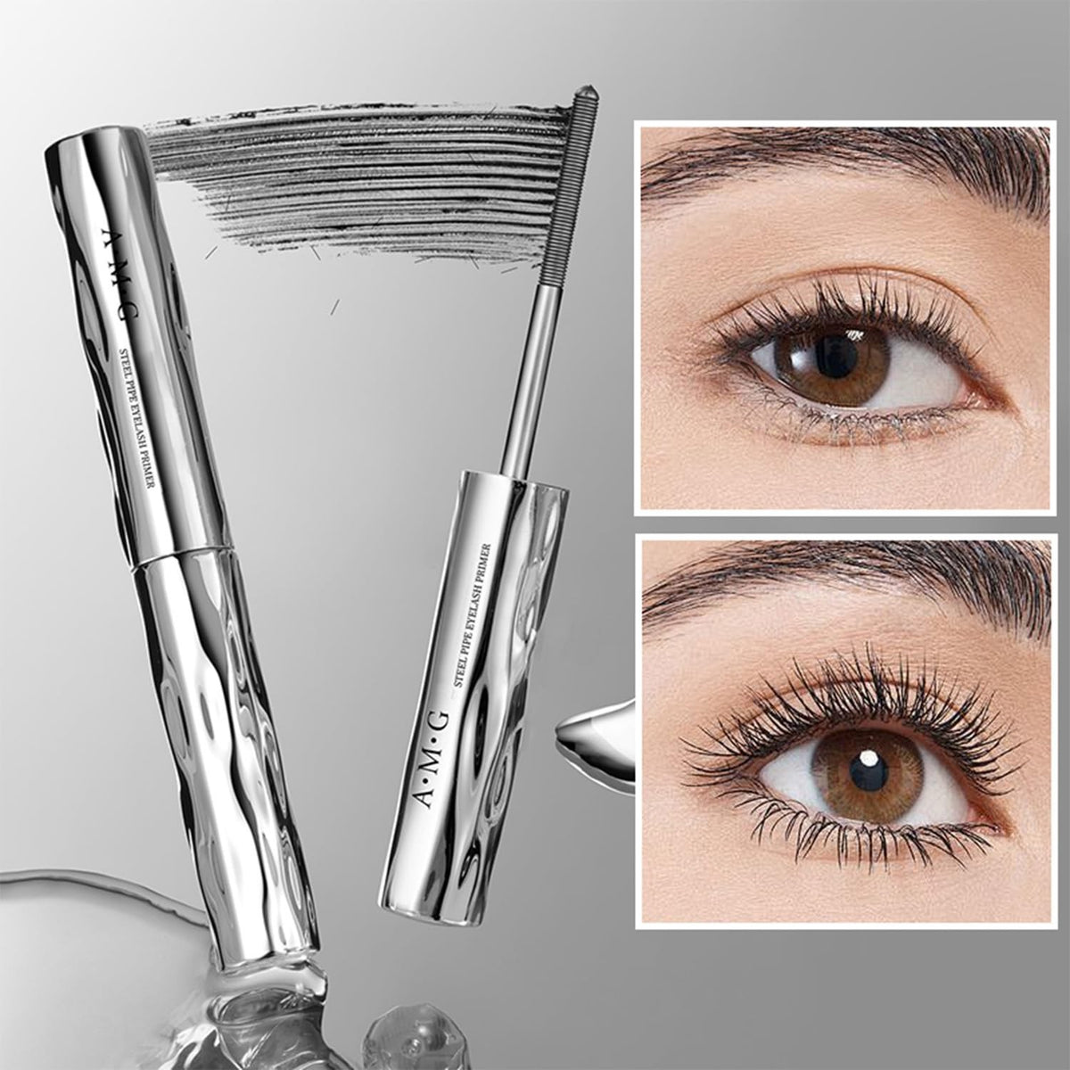 Waterproof Tubular Eyelash Primer & Curl Mascara with Metal Wand