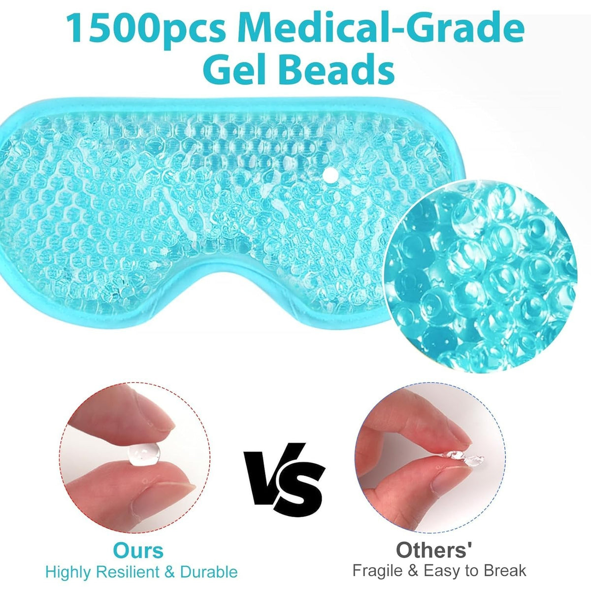 Gel Eye Masks for Cold & Hot Therapy - Reversible Sleep & Migraine Relief Set