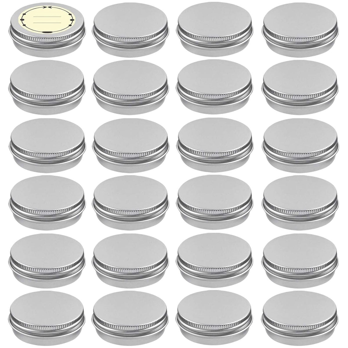12 Pack 2 oz Aluminum Tin Cans with Screw Lids & Labels - Refillable Travel Containers