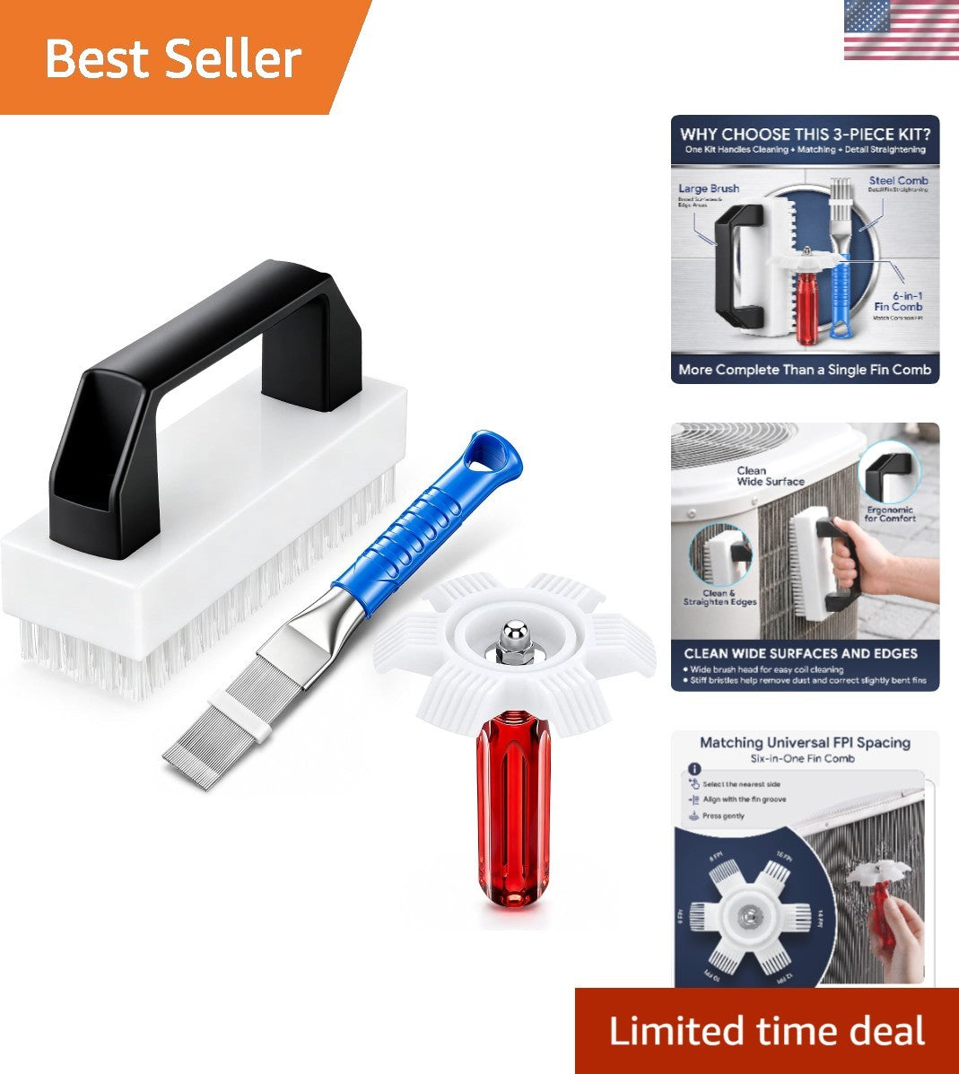3-Piece AC Fin Comb Cleaner Kit for HVAC & Auto - Improve Airflow