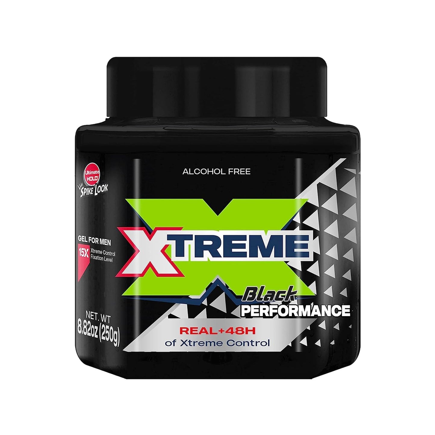 Extreme Black Hair Gel - Extra Strong Hold, 48H Control, Alcohol-Free 8.81 Oz