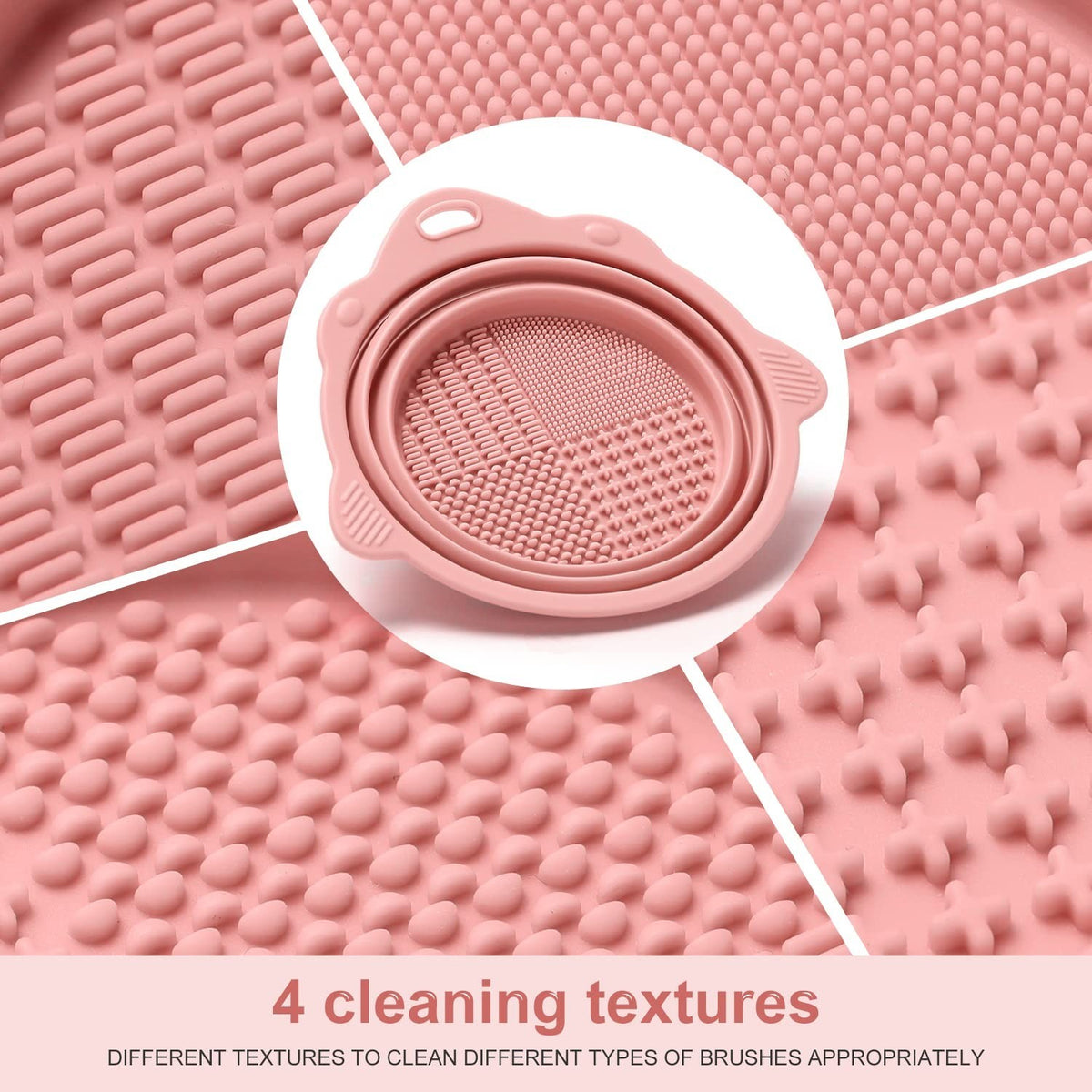 Eco-Friendly Foldable Makeup Brush Cleaner Bowl Silicone Scrubber Travel Case Pink