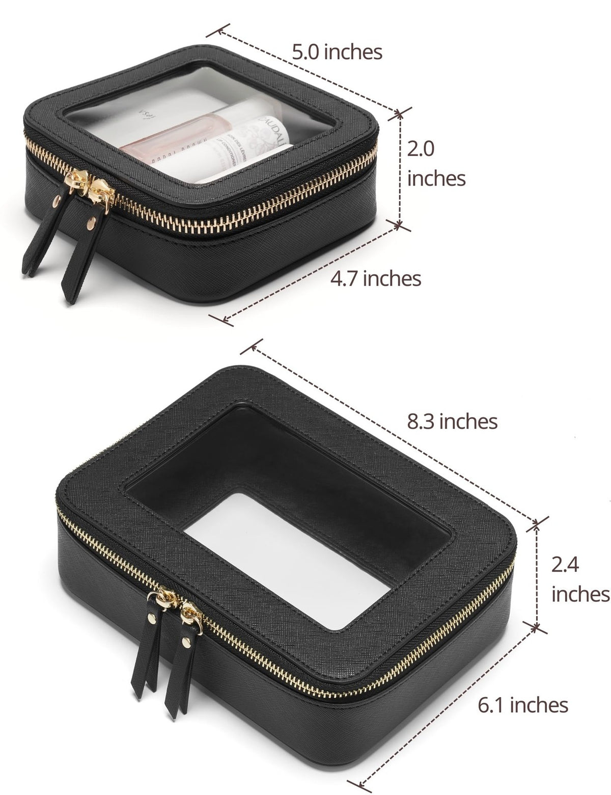 Clear Makeup Bag Set of 2 - Medium and Mini Travel Cosmetic Organizers