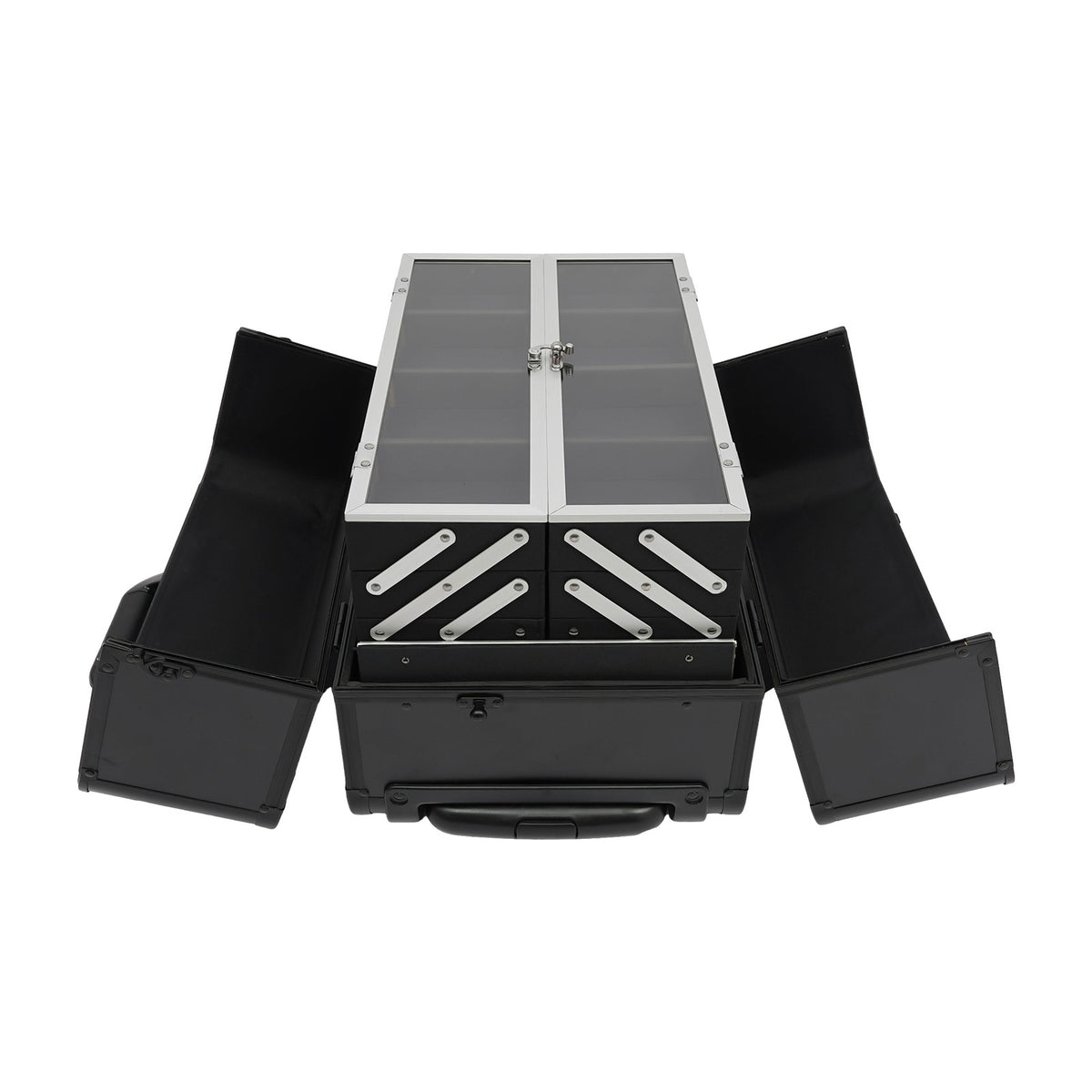Lockable Rolling Makeup Case with 6 Trays - Multi-Layer Cosmetic Storage