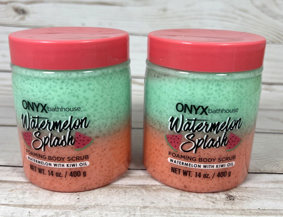 ONYX Bathhouse Watermelon Splash Foaming Body Scrub w/ Kiwi Oil 14oz