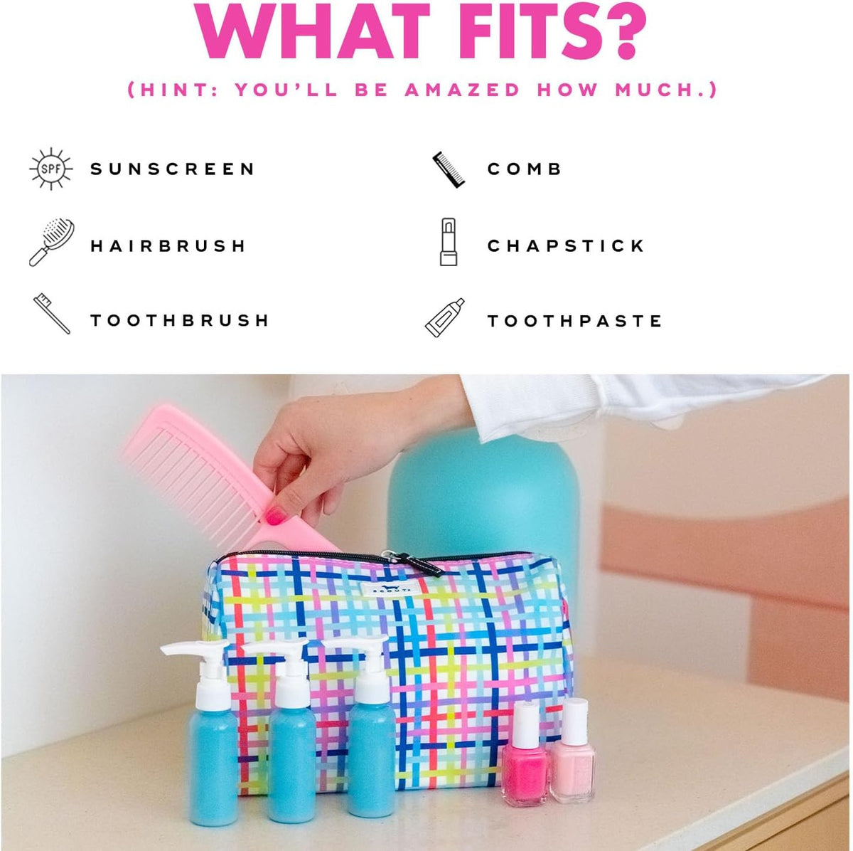 Water-Resistant Toiletry Bag for Travel - Fits Full-Size Cosmetics & Accessories