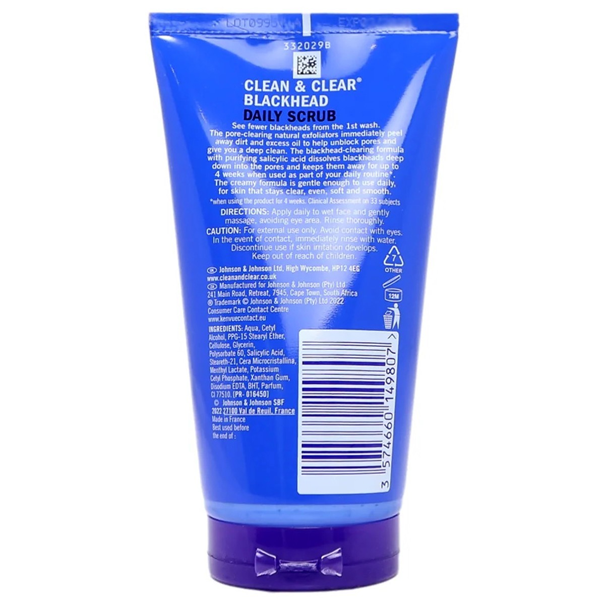 2 Pack Clean & Clear Blackhead Daily Face Scrub Salicylic Acid 150 ml