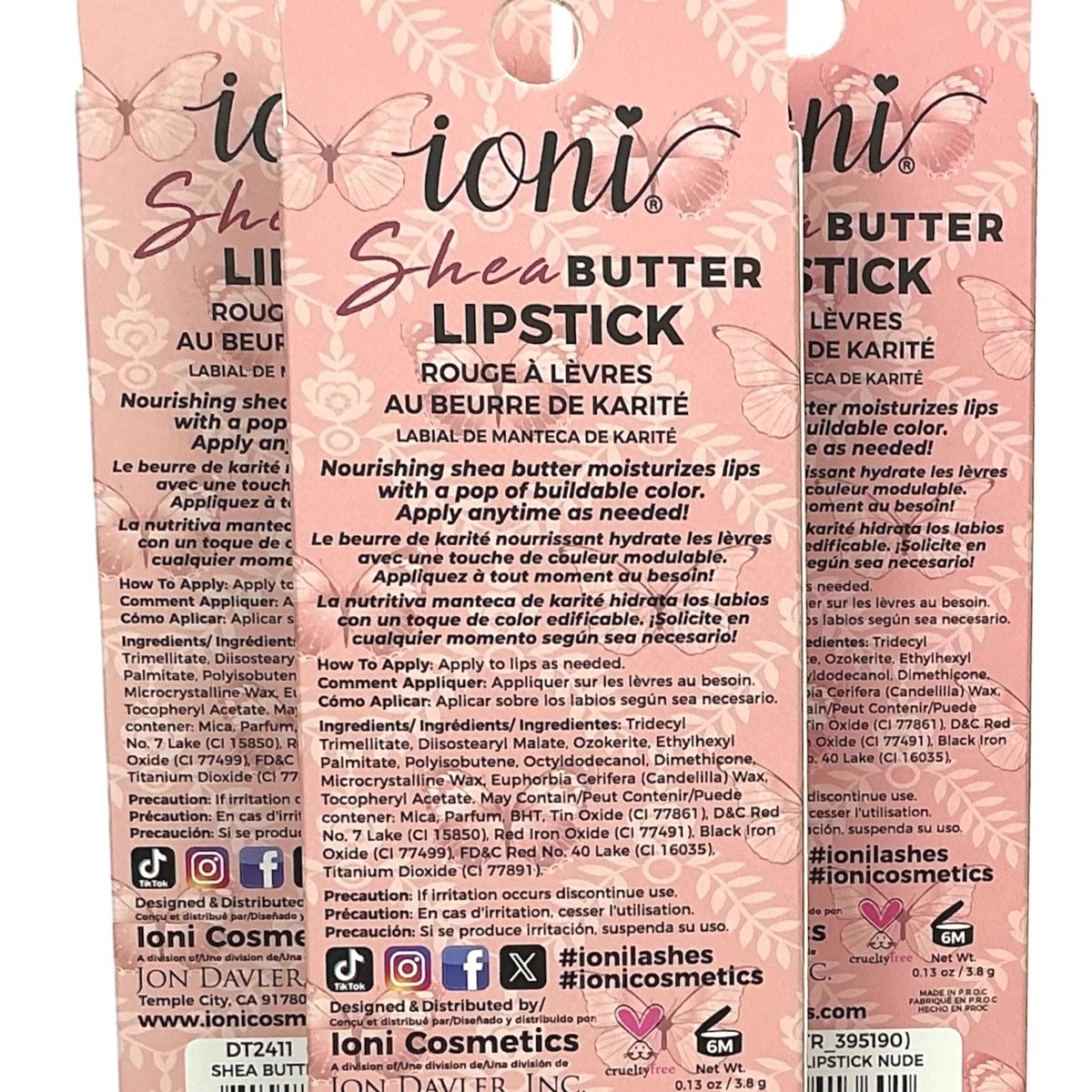 Buildable Shea Butter Lipstick Set - Nude, Hydrating, 3-Pack