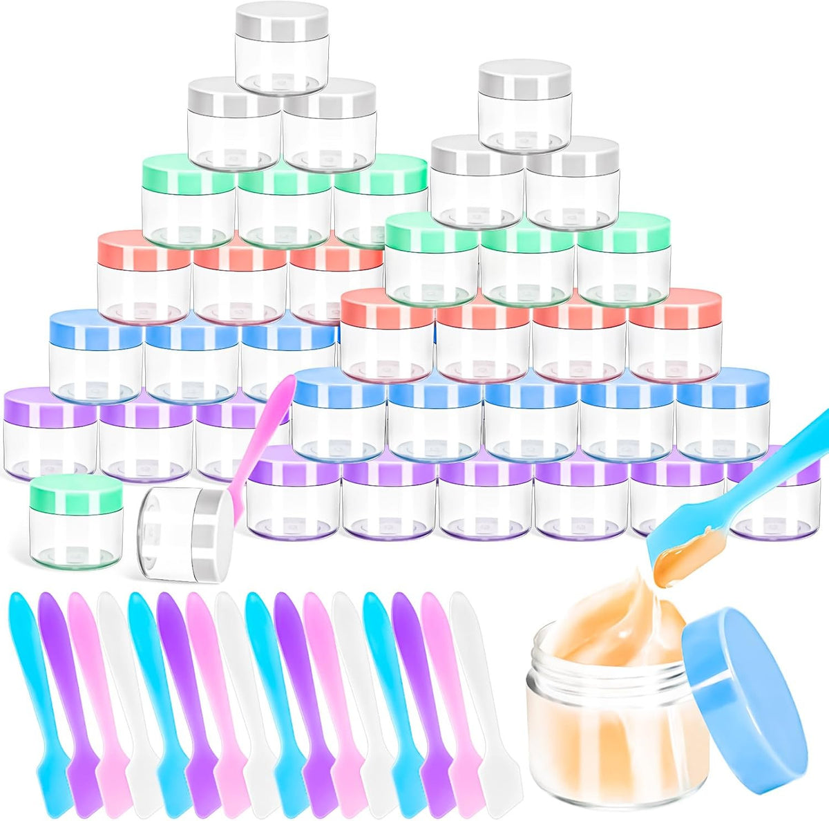 35 Pack 20g Clear Plastic Cosmetic Jars with Lids for Travel, Makeup, and Skincare