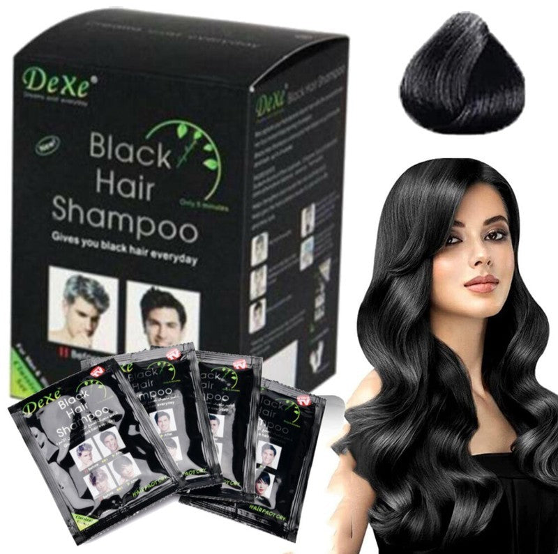 Black Hair Dye Shampoo for Gray Coverage - 25ml Sachets