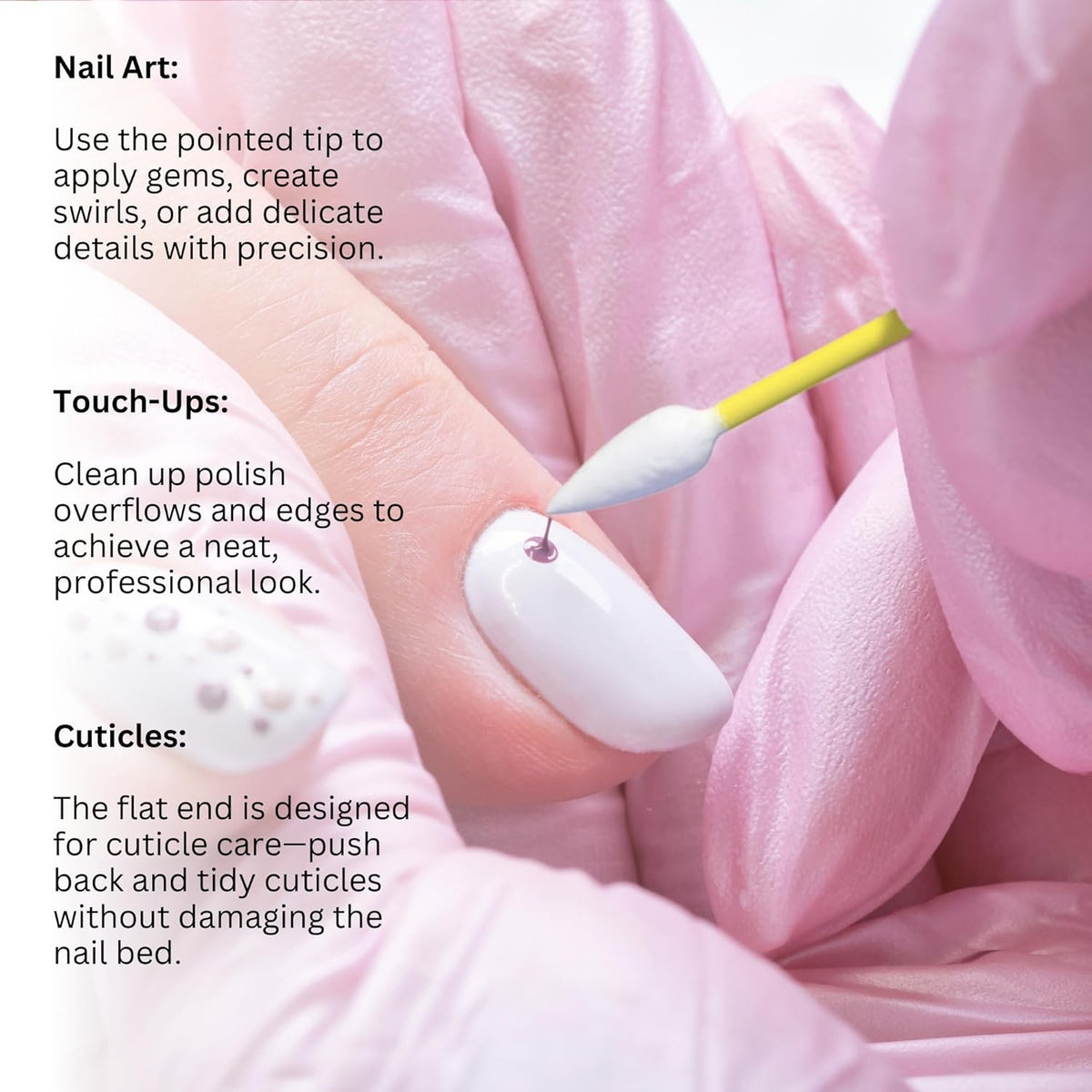 Cotton Tip Nail Tools 120 Count (3 Pack) – Double-Pointed Q-Tip Style for Precise Nail Care