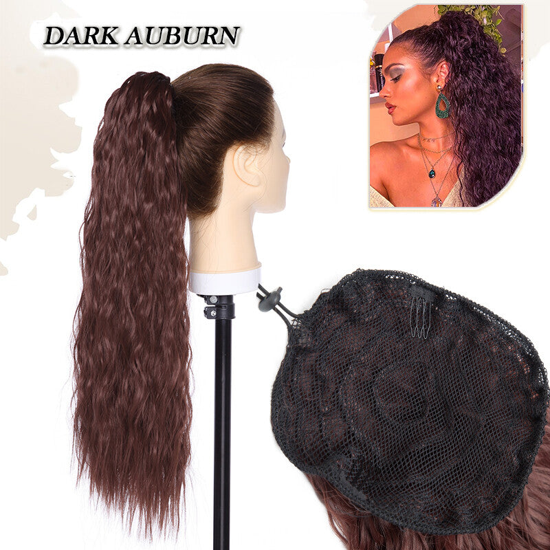 Drawstring Ponytail Hair Extension with Layered Wavy Texture - Thick & Natural-Looking