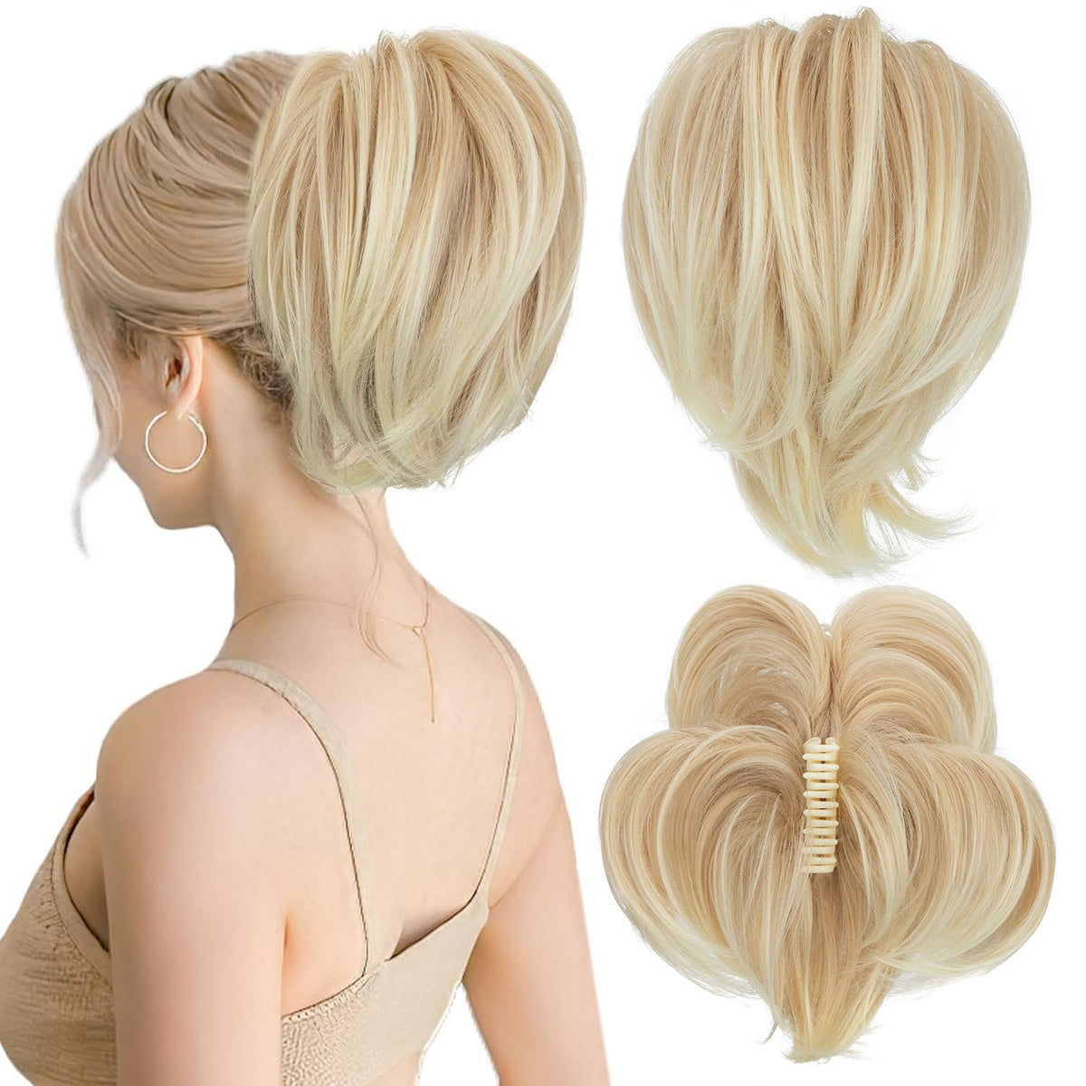 Thick 95G Clip-In Ponytail Hair Extensions - Curly Wavy Natural Look