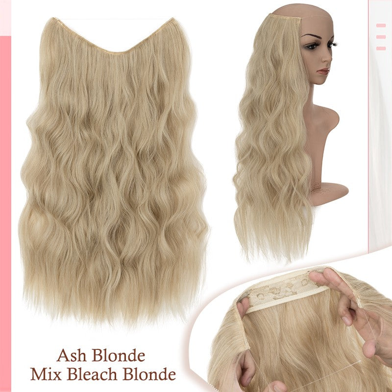 Invisible Wire Clip-In Hair Extensions with Clips & Replacement Wires - Natural & Wavy, 20/24 Inch