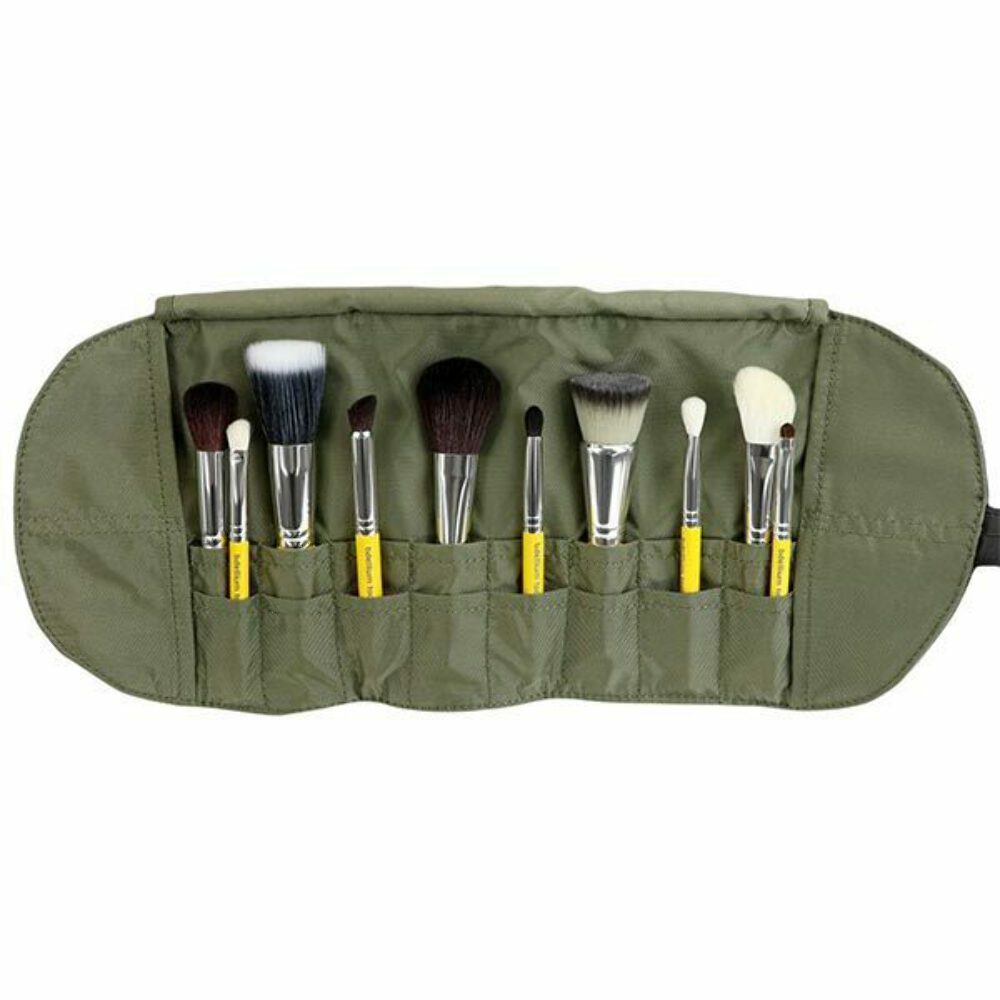 Travel Makeup Brush Set with Pouch - 10pc Mineral & Versatile Brushes