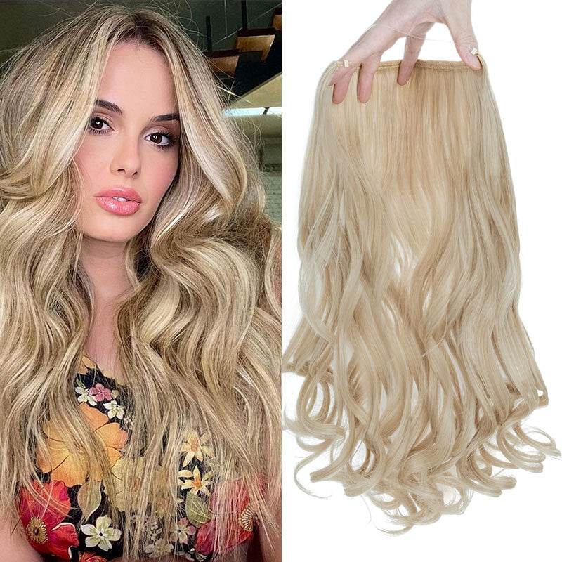 Invisible Wire Hair Extensions - Natural Synthetic Length & Body Wavy or Straight