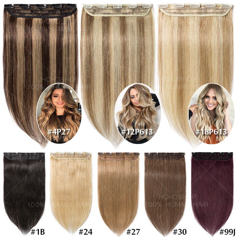 Thick Clip-In Human Hair Extensions Full Head Remy Weft - Various Lengths & Colors