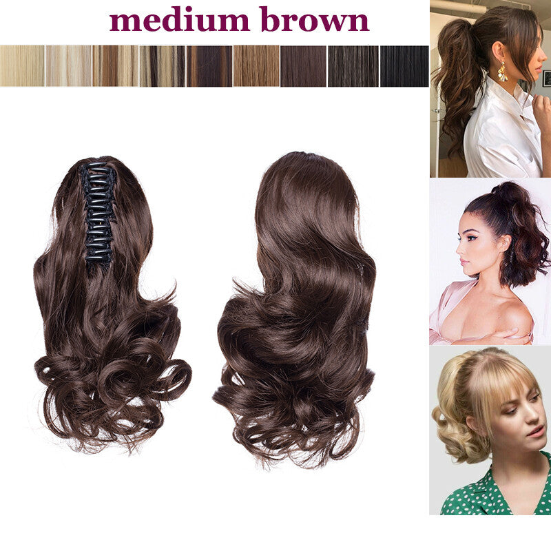Thick Ponytail Hair Extension with Claw Clip - Wavy Curly Synthetic Hair