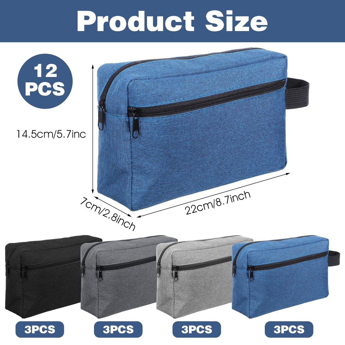 Waterproof Travel Toiletry Bag Set with Handles - 12 pcs Organizer for Men Women