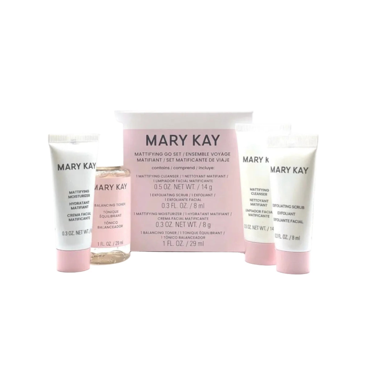 Travel Skincare Set with Cleanser, Toner, Moisturizer & Scrub - Deluxe Size