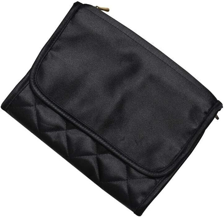 Travel Cosmetic Bag with 6 Clear Pockets and Hanging Hook - Black