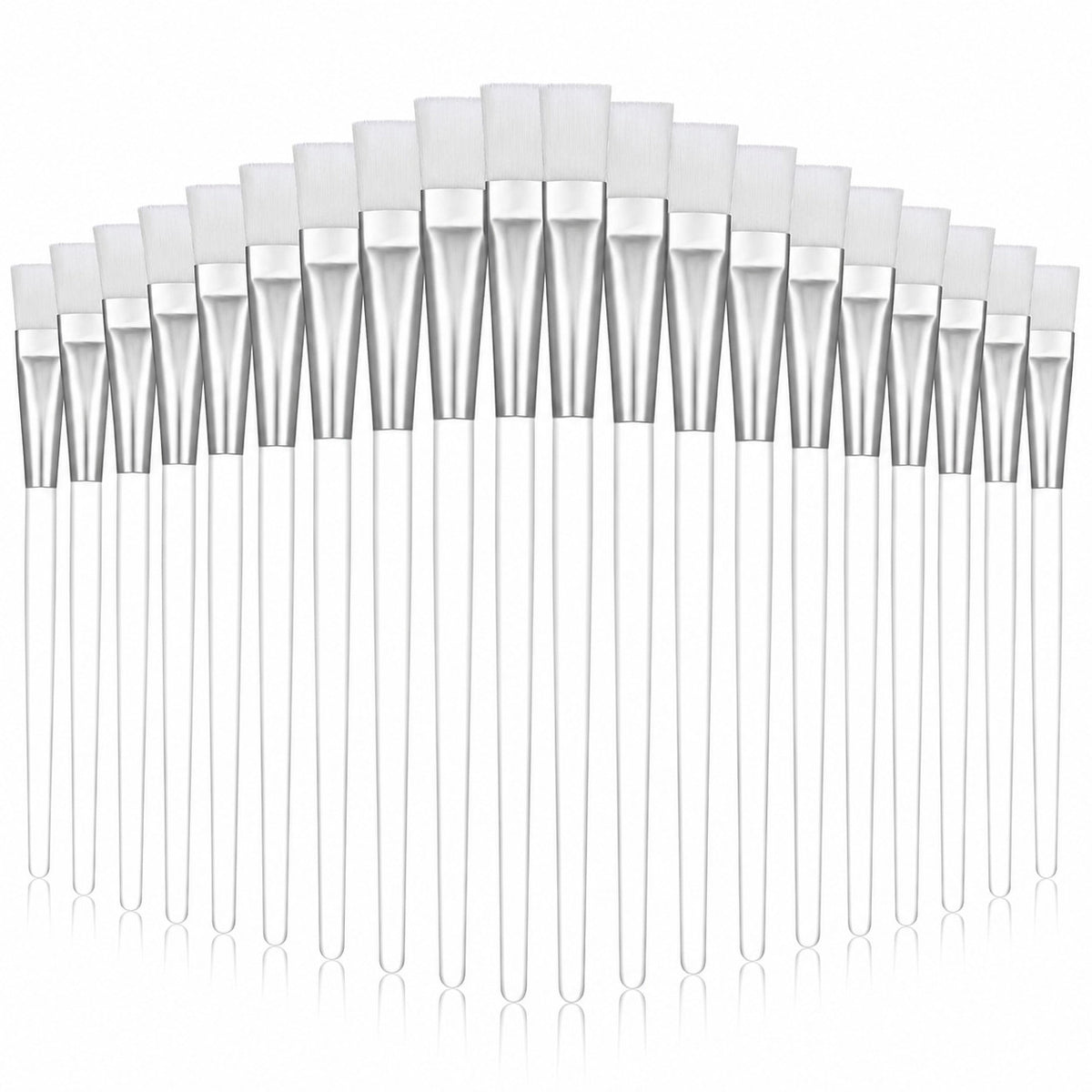20-Piece Facial Mask Brush Set with Soft Bristles & Clear Handles for Skincare