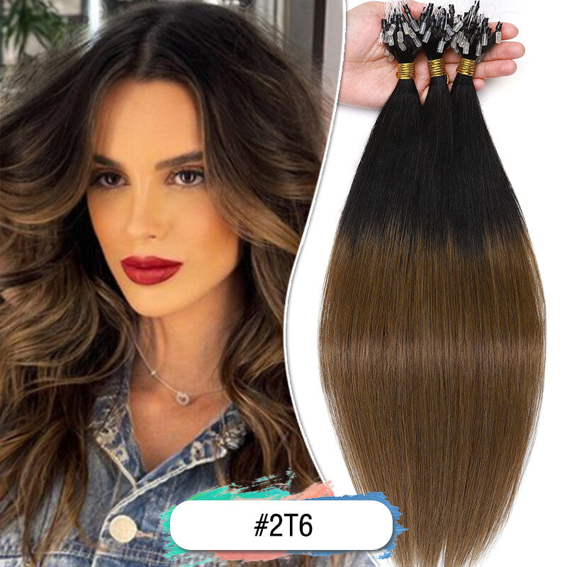 Micro Loop Ring Beads Hair Extensions 100% Remy Human Hair Full Head