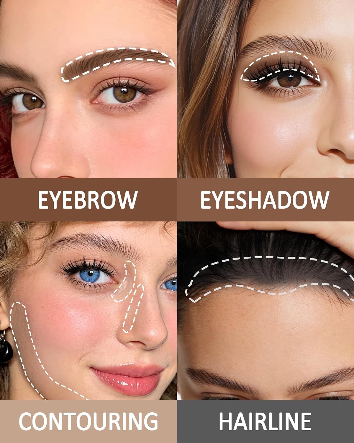 Waterproof Eyebrow Powder Palette - Light Brown and Grey for Natural, Long-Lasting Brows