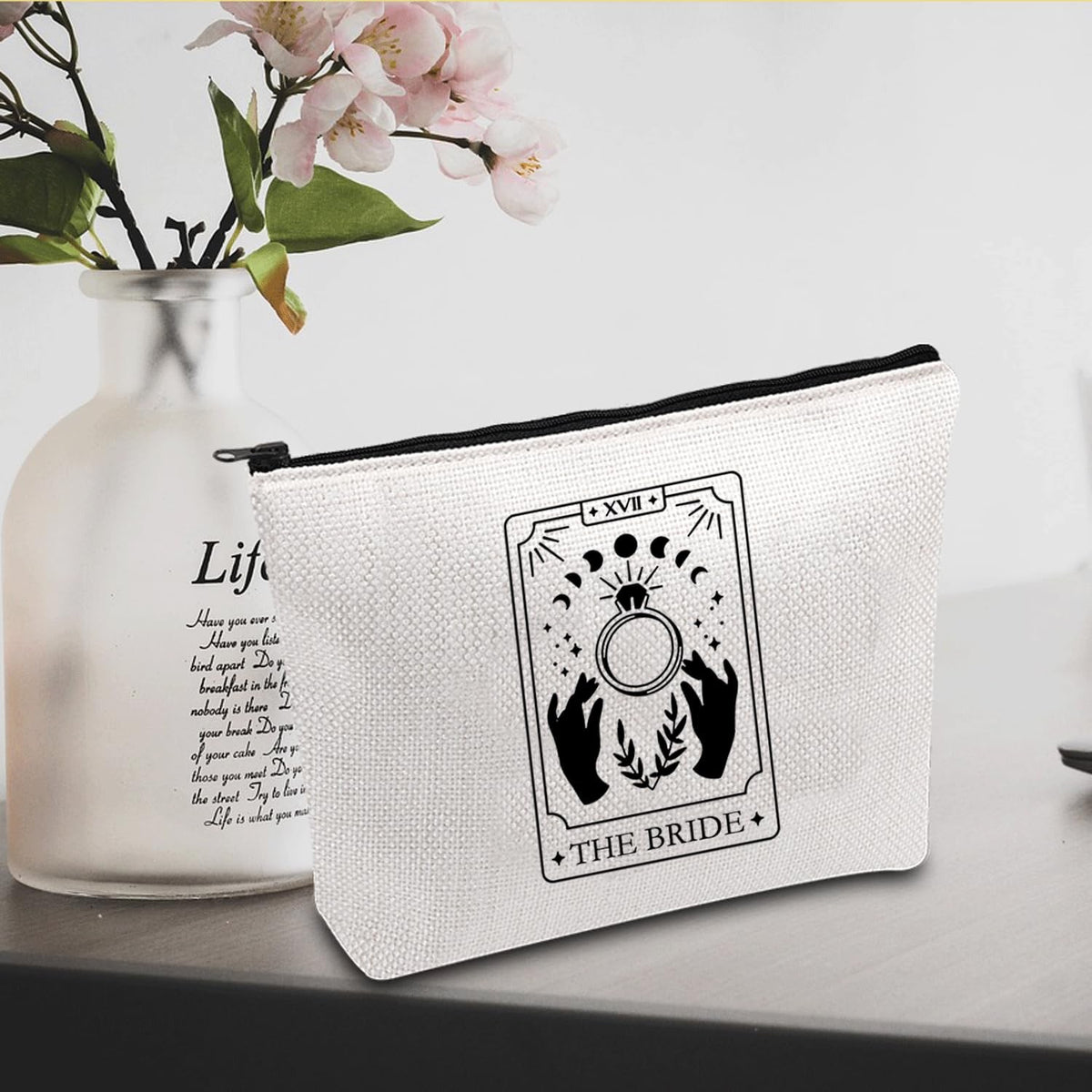 Tarot Card Cosmetic Bag Makeup Pouch Travel Organizer Witchy Bride Gift