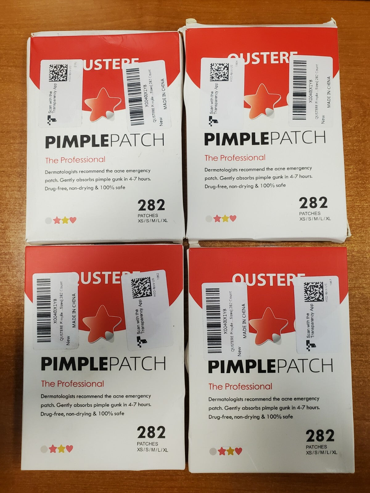 Set of 4 Boxes 282 Pimple Acne Patches Hydrocolloid Assorted Sizes - Natural Ingredients