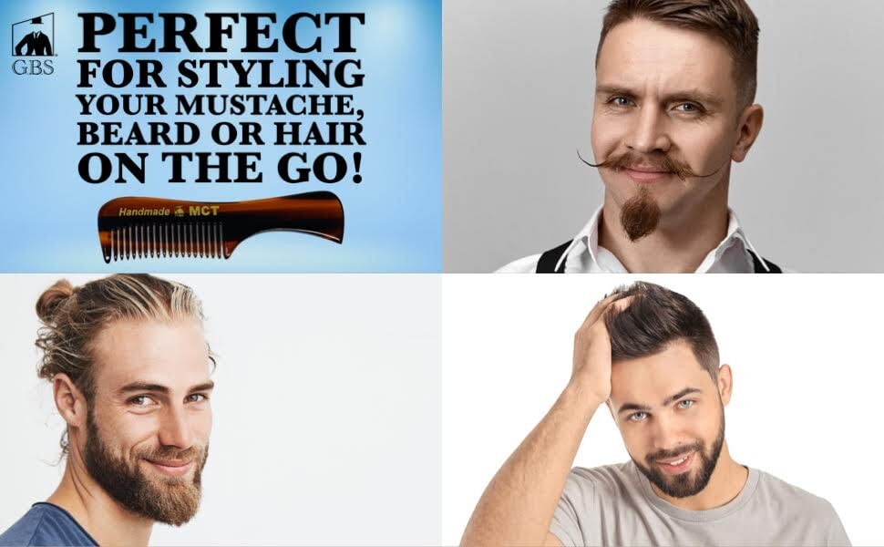 Men's Beard & Mustache Grooming Combs - 3 Pack Pocket Travel Size