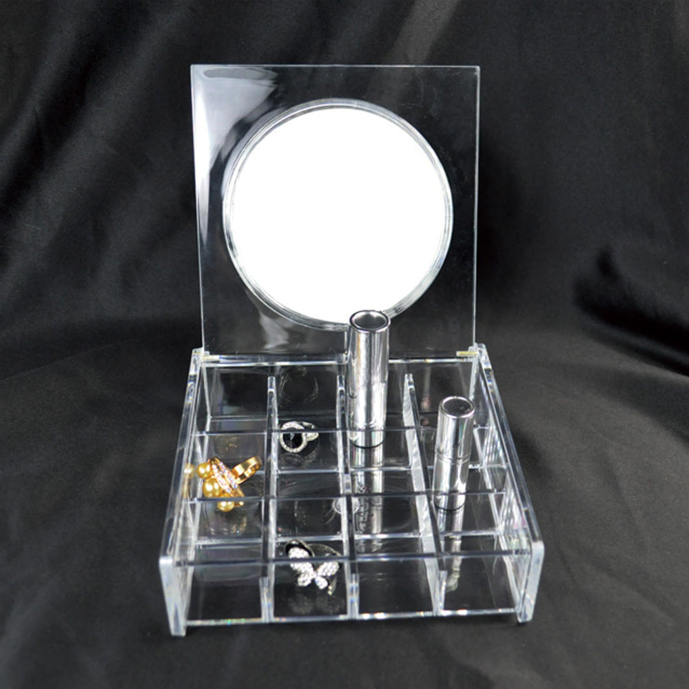 Jewelry and Cosmetic Storage Organizer with Mirror Lid, 12 Compartments